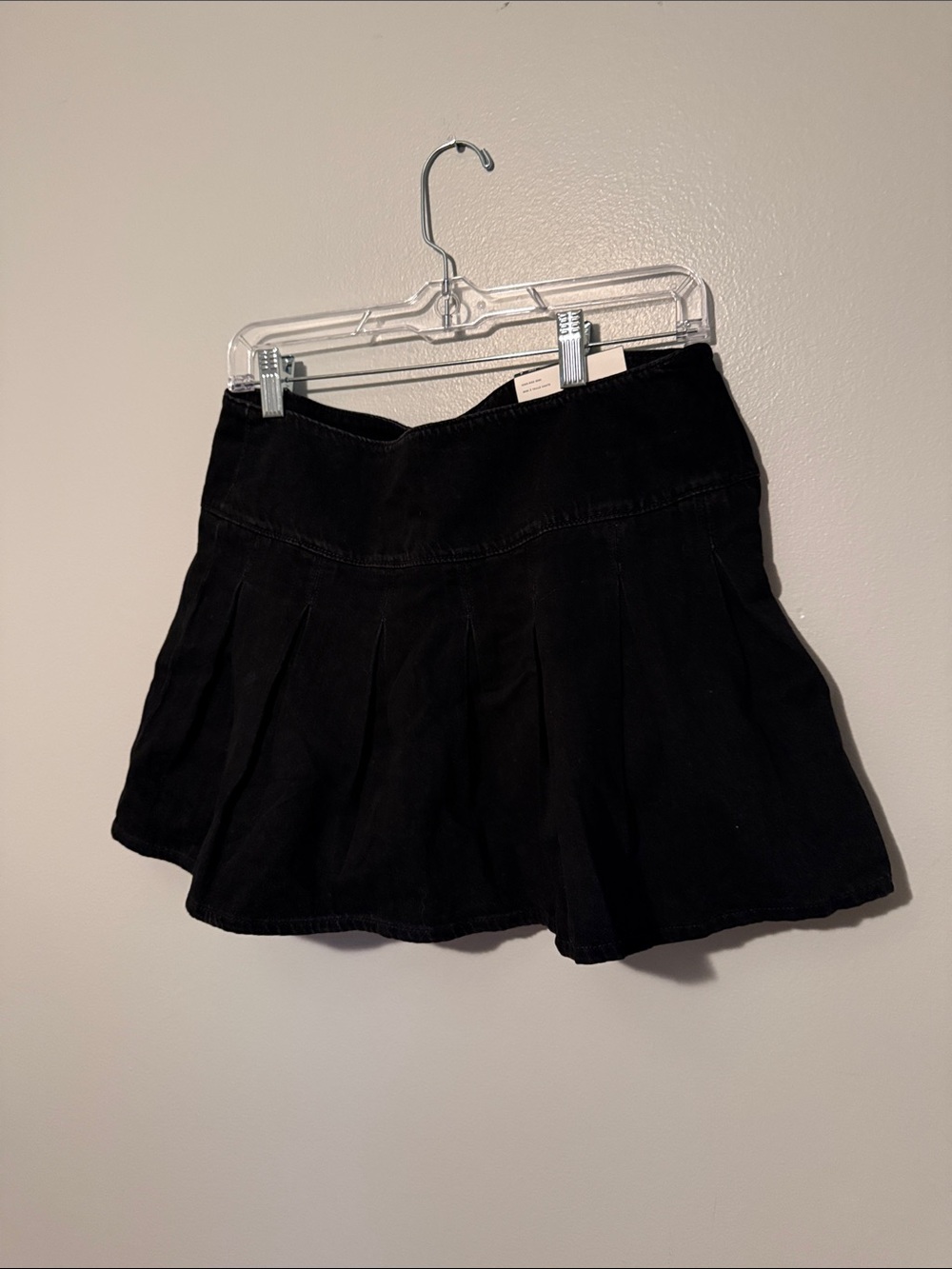 Black Denim Pleated Mini Skort